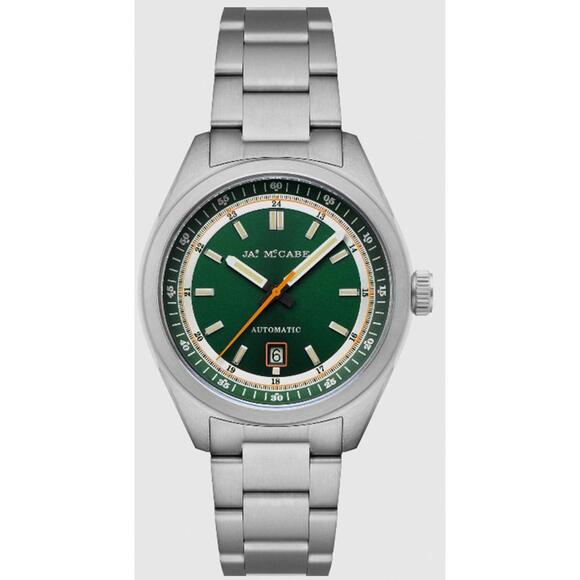 J.A. McCabe Automatic Men's Watch with Green Dial and Stainless Steel Bracelet
